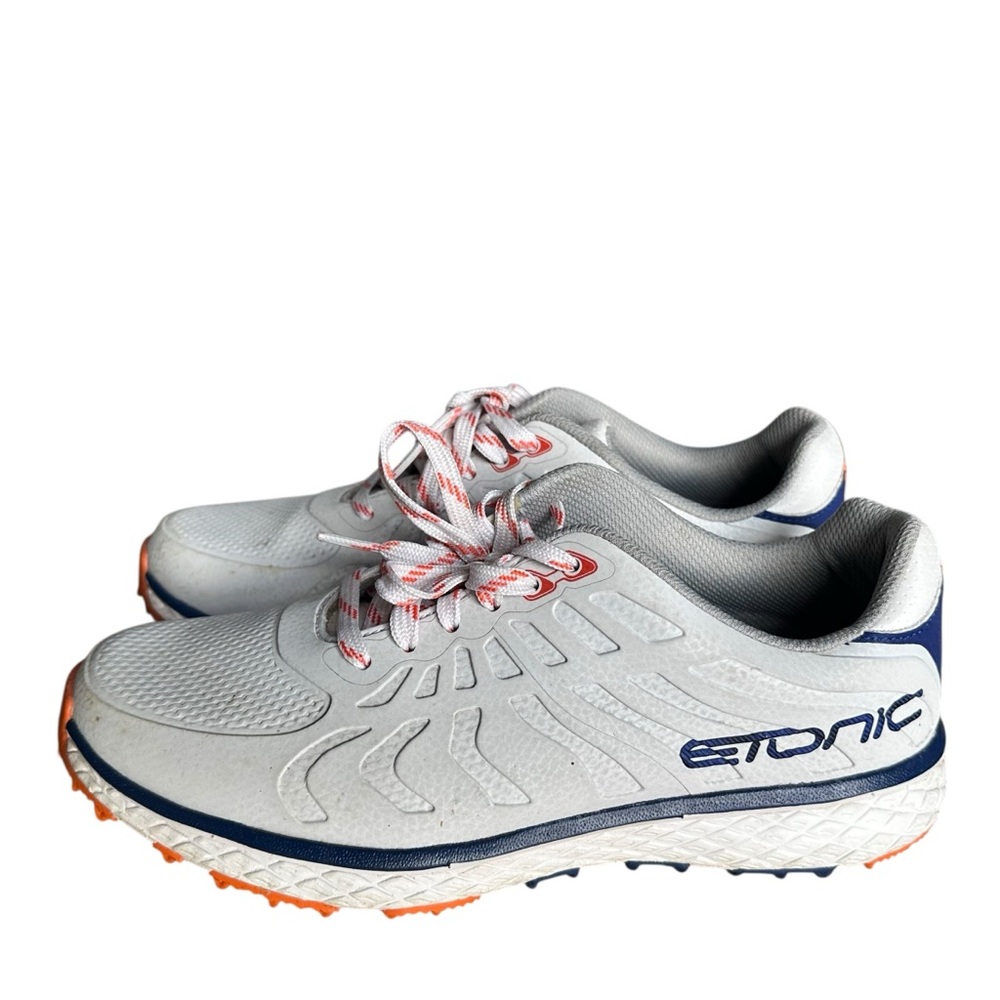 Etonic Difference Spikeless Men's Golf‎ Shoes White Navy Orange Size 8